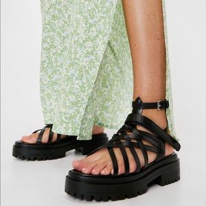 Nasty gal strappy faux leather platform sandals